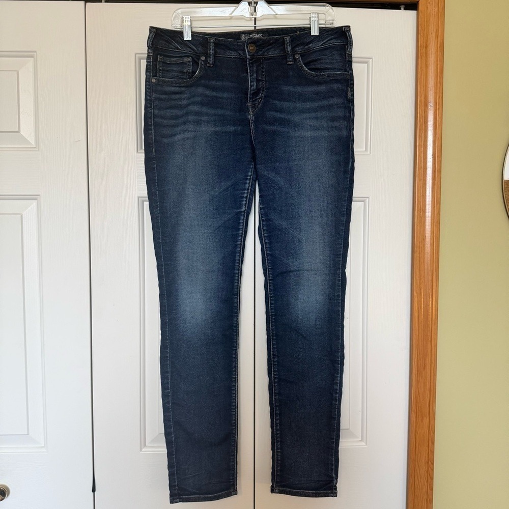 Silver‎ Jeans Aiko High Skinny Denim Tri-Blend Women's Dark Wash Joga Jeans